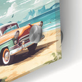 Mid-century modernist large abstract wall art featuring geometric shapes in muted colors on acrylic glass.