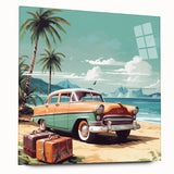 Large abstract wall art featuring assorted vehicles in vibrant, multicolored tones on acrylic glass.