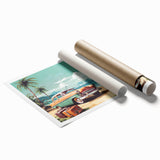 Extra large rolled print featuring a vintage floral pattern in soft pastel colors.