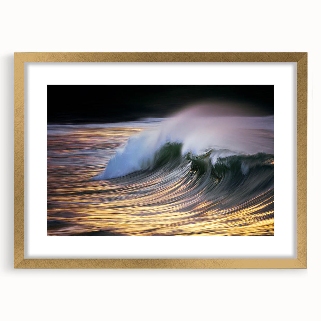 Golden Ocean Wave Abstract Wall Art – Dynamic Coastal Photography