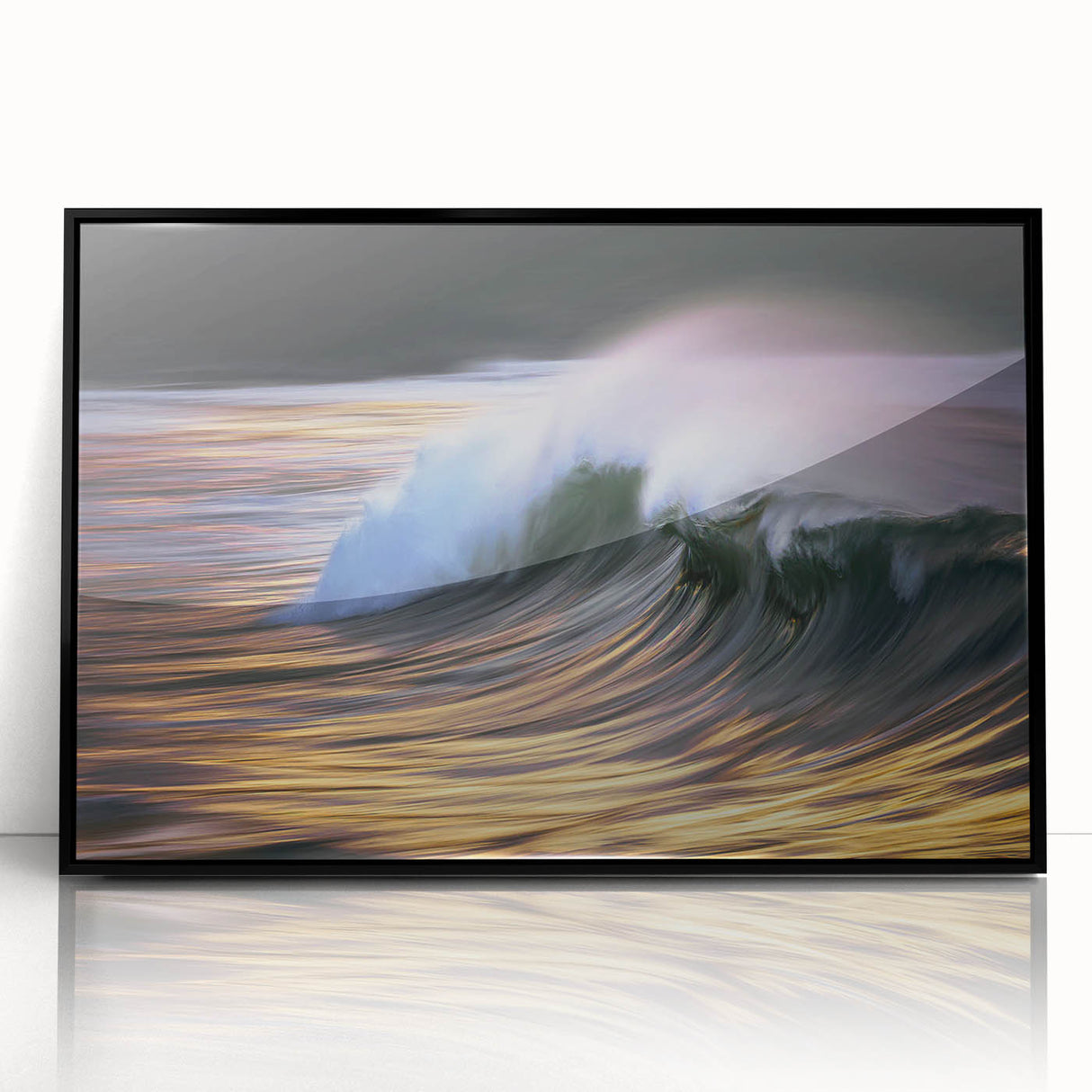 Golden Ocean Wave Abstract Wall Art – Dynamic Coastal Photography