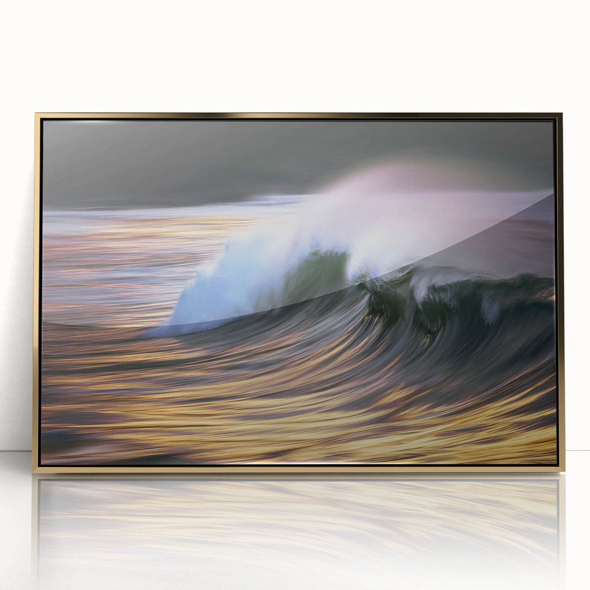 Golden Ocean Wave Abstract Wall Art – Dynamic Coastal Photography