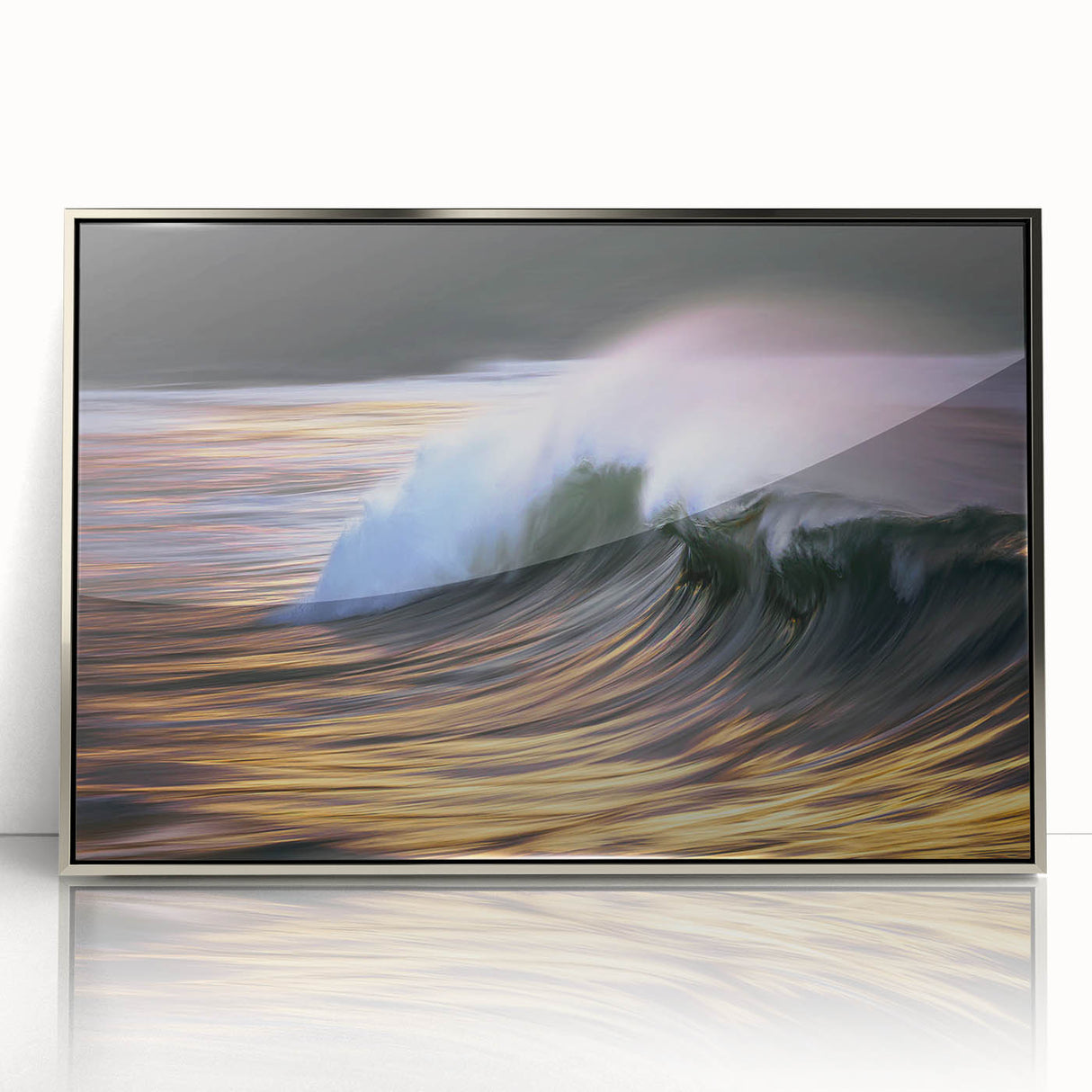 Golden Ocean Wave Abstract Wall Art – Dynamic Coastal Photography