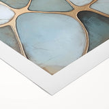 Blue & Gold Abstract Stone Design - Modern Living Room Wall Art
