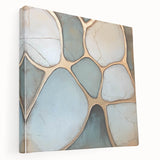 Blue & Gold Abstract Stone Design - Modern Living Room Wall Art