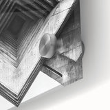 Large abstract wall art in mid-century modernist style on acrylic glass, featuring geometric shapes in earth tones.