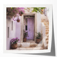 Extra large wall art featuring a Greek door design in muted earth tones on glossy photo print, ideal for dining room decor.