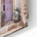 Close-up of a Greek architecture door design on acrylic glass.