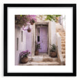 Extra large abstract art print featuring colorful, textured depiction of a Greek door, framed in black.