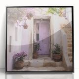 Large abstract wall art featuring a Greek door design in black and white, framed acrylic, ideal for modern art wall decor.