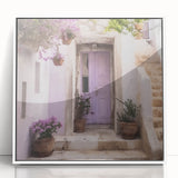 Art deco poster of a Greek architecture door in black and white, framed acrylic, suitable for modern art wall decor.