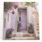Black and white photograph of a Greek architecture door on stretched canvas.