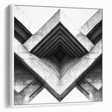 Vintage poster art of architectural design in black and colorful palette on extra large framed canvas.