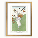 Charming Art Deco Wall Art – Woman with Basket of Apples in Nature