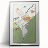 Charming Art Deco Wall Art – Woman with Basket of Apples in Nature