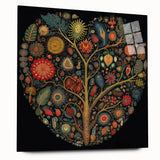 Acrylic wall art showcasing vibrant floral and botanical leaves design, presented from a side view, highlighting the glossy finish and intricate details. Perfect for home decor.