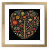 Elegant wall art frame showcasing floral and botanical leaves design with a gold mat, perfect for home decor, adding a touch of sophistication to any space.