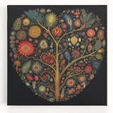 Elegant stretched canvas wall art showcasing a vibrant floral and botanical design, featuring intricate details in hues of green and pink, perfect for home decor.