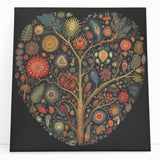 Colorful wall art canvas featuring a vibrant floral design with intricate leaves, ideal for home decor. The artwork is stretched and leaning against a neutral background, showcasing its detailed textures and vivid colors. Perfect for adding a touch of nature-inspired elegance to any interior space.