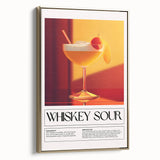 Framed canvas featuring vintage poster art of a black and gold landscape, ideal for bedroom wall art.