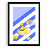 Extra large abstract art print featuring vibrant, colorful fruit designs on textured canvas.