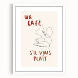 Abstract art print featuring vibrant culinary motifs on a white framed poster, ideal for dining room decor.