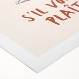 Art deco poster featuring assorted culinary items in muted sepia tones, rolled canvas, suitable for dining room wall.