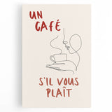 Large black and white stretched canvas featuring a stylized culinary motif, ideal for kitchen wall art.