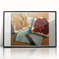 Large abstract wall art featuring assorted pastries in muted earth tones on a framed acrylic, ideal for kitchen decor.