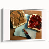 Vintage poster art of colorful pastries on a framed canvas, ideal for an extra large living room wall.