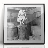 Large abstract wall art featuring a mid-century modernist design in black and white tones on framed acrylic.