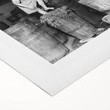 Art deco poster featuring a lively outdoor café scene in muted earth tones on rolled canvas, suitable for dining room decor.