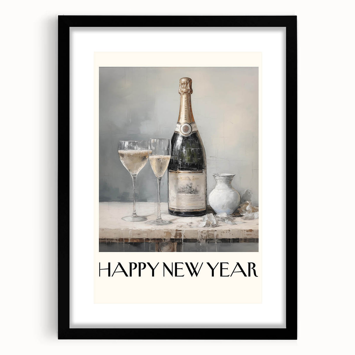 Elegant Champagne Toast - New Year's Eve Wall Art Print