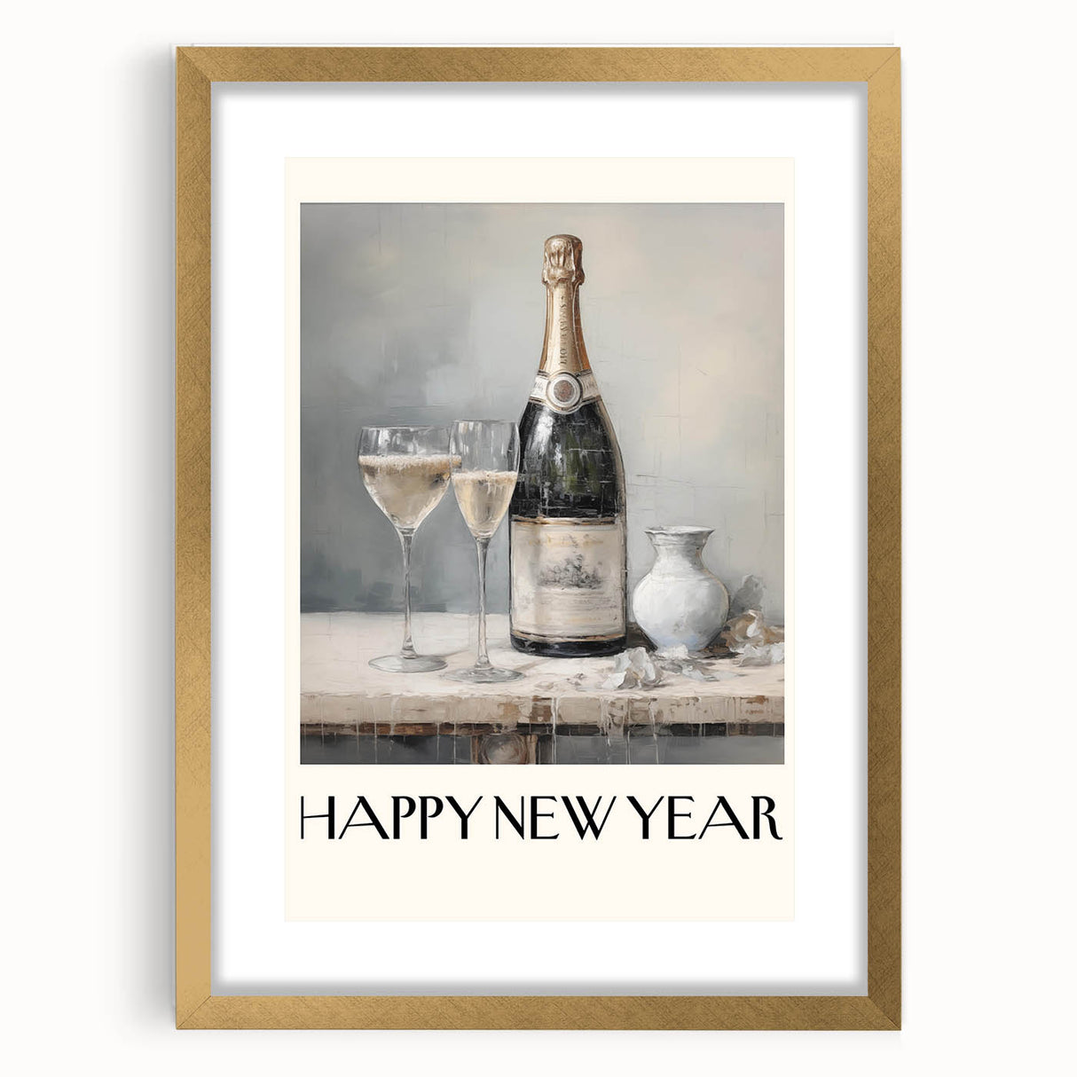 Elegant Champagne Toast - New Year's Eve Wall Art Print