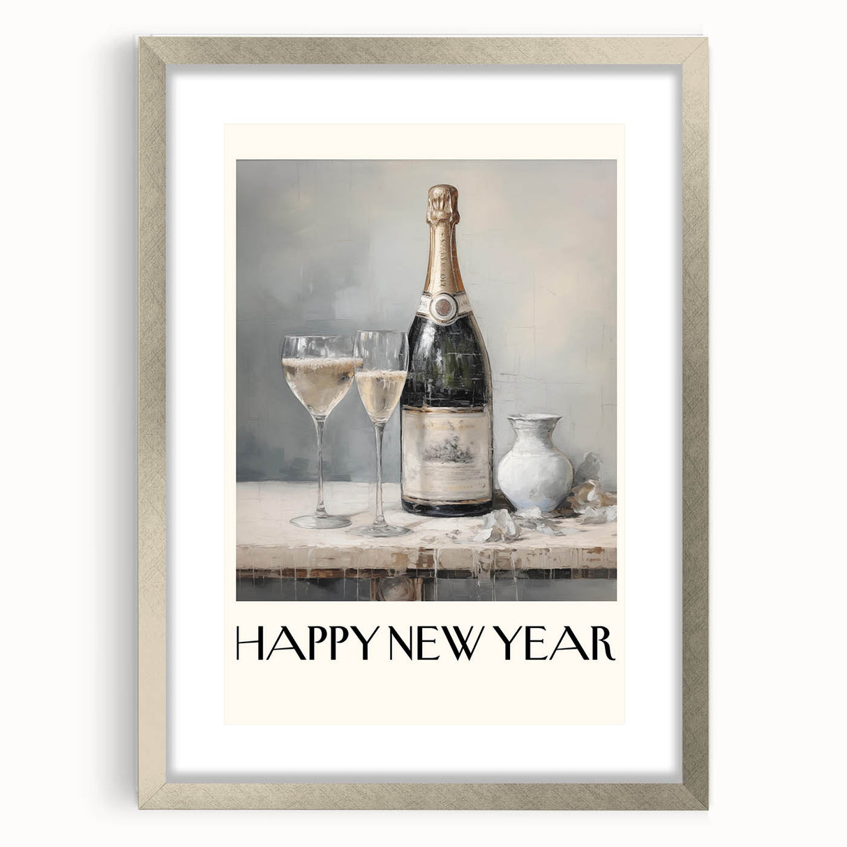 Elegant Champagne Toast - New Year's Eve Wall Art Print