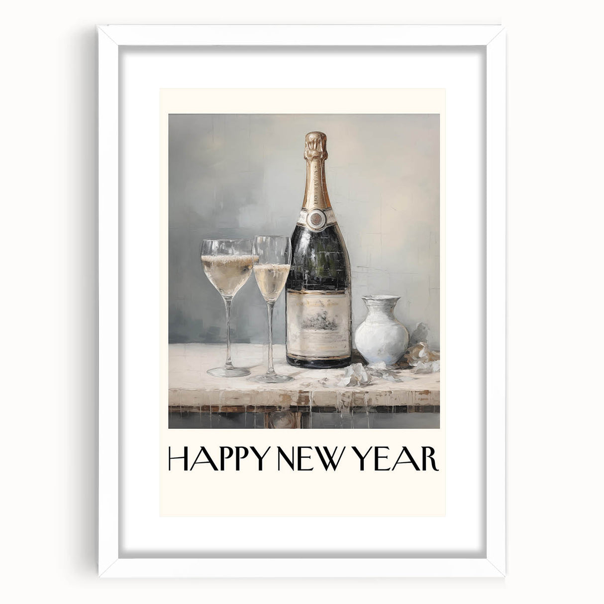 Elegant Champagne Toast - New Year's Eve Wall Art Print