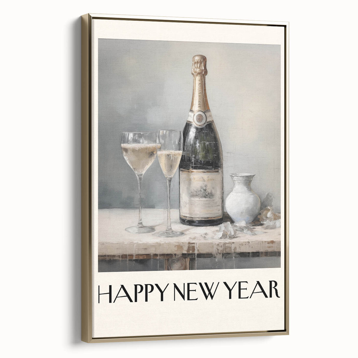 Elegant Champagne Toast - New Year's Eve Wall Art Print