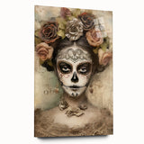 Regal Sugar Skull Woman – Día de los Muertos Wall Art