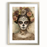 Regal Sugar Skull Woman – Día de los Muertos Wall Art