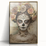 Regal Sugar Skull Woman – Día de los Muertos Wall Art