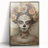 Regal Sugar Skull Woman – Día de los Muertos Wall Art