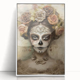 Regal Sugar Skull Woman – Día de los Muertos Wall Art