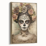 Regal Sugar Skull Woman – Día de los Muertos Wall Art