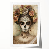 Regal Sugar Skull Woman – Día de los Muertos Wall Art