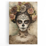 Regal Sugar Skull Woman – Día de los Muertos Wall Art
