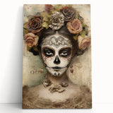 Regal Sugar Skull Woman – Día de los Muertos Wall Art
