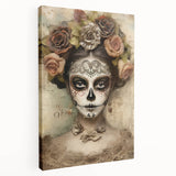 Regal Sugar Skull Woman – Día de los Muertos Wall Art