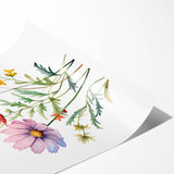 Floral Girls Room Wall Art – Pastel Wildflower Nursery Print