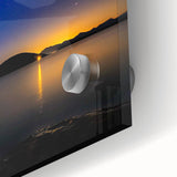 Close-up of a vibrant landscape acrylic glass artwork, showcasing rich colors and intricate details, ideal for modern home decor and artistic display.