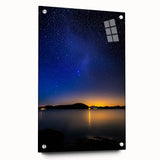 Acrylic landscape wall art design showcasing a vibrant scene with colorful details, displayed in a side view and secured with decorative pins, perfect for modern decor.